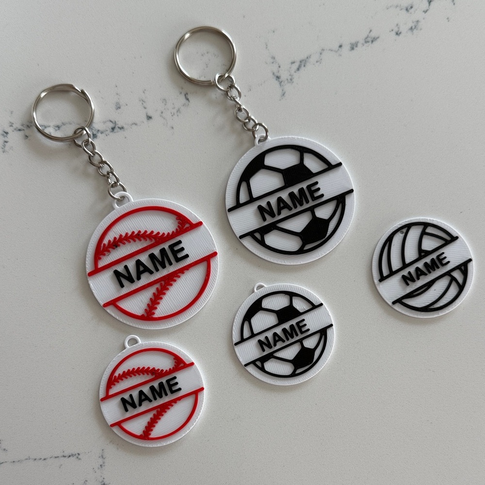 Sports-Themed Name Keychain for Kids, Customizable